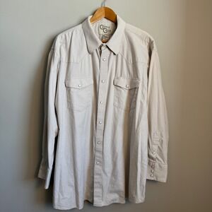 Cripple Creek Mens Vintage Western Pearl Snap Houndstooth Shirt Tan Beige XXL